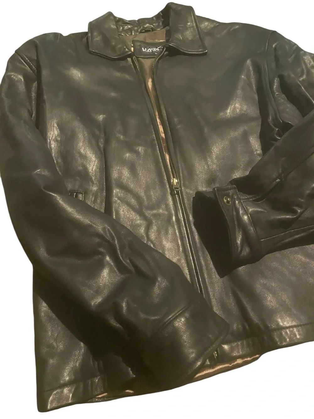 Kasper size large Classic Black Leather Jacket - excellent condition